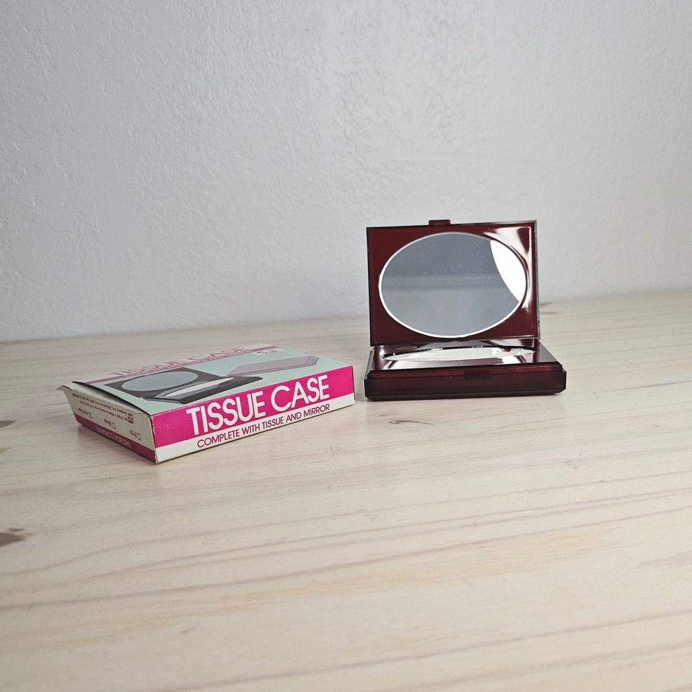Vintage NOS Tissue Case with Mirror & Original Tissues Compact Beauty‎ Accessory